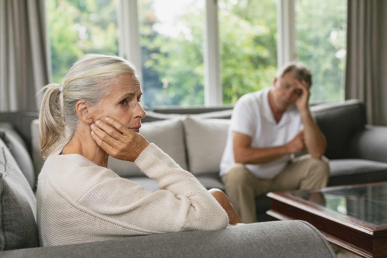 upset middle aged woman