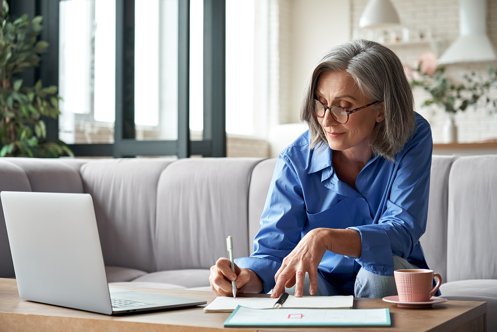 Older woman researching hearing loss